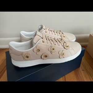 Cole Haan Nude Leather Sneaker with Flowers; Brand new never worn, size 7.5